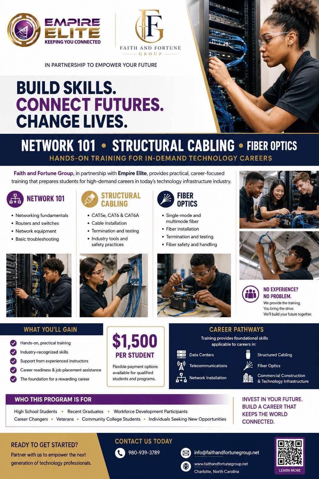 Empire Elite and Faith and Fortune Group training program flyer